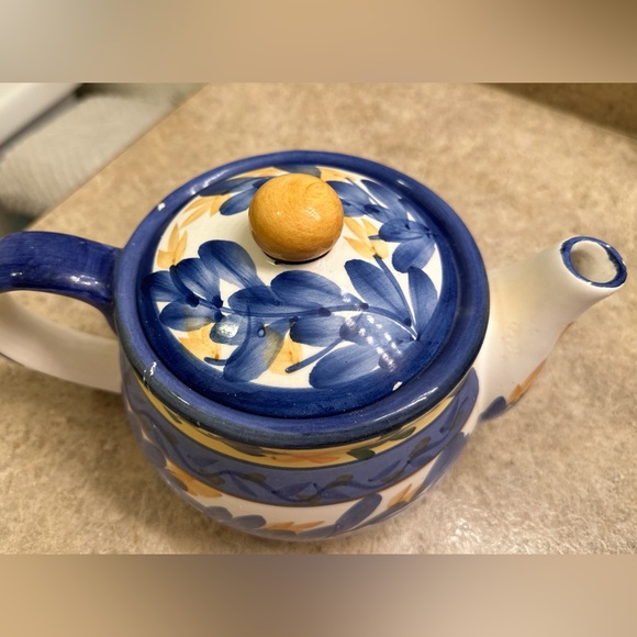 Bloom-Rite Ceramic Blue & Gold Teapot - Picture 4 of 11